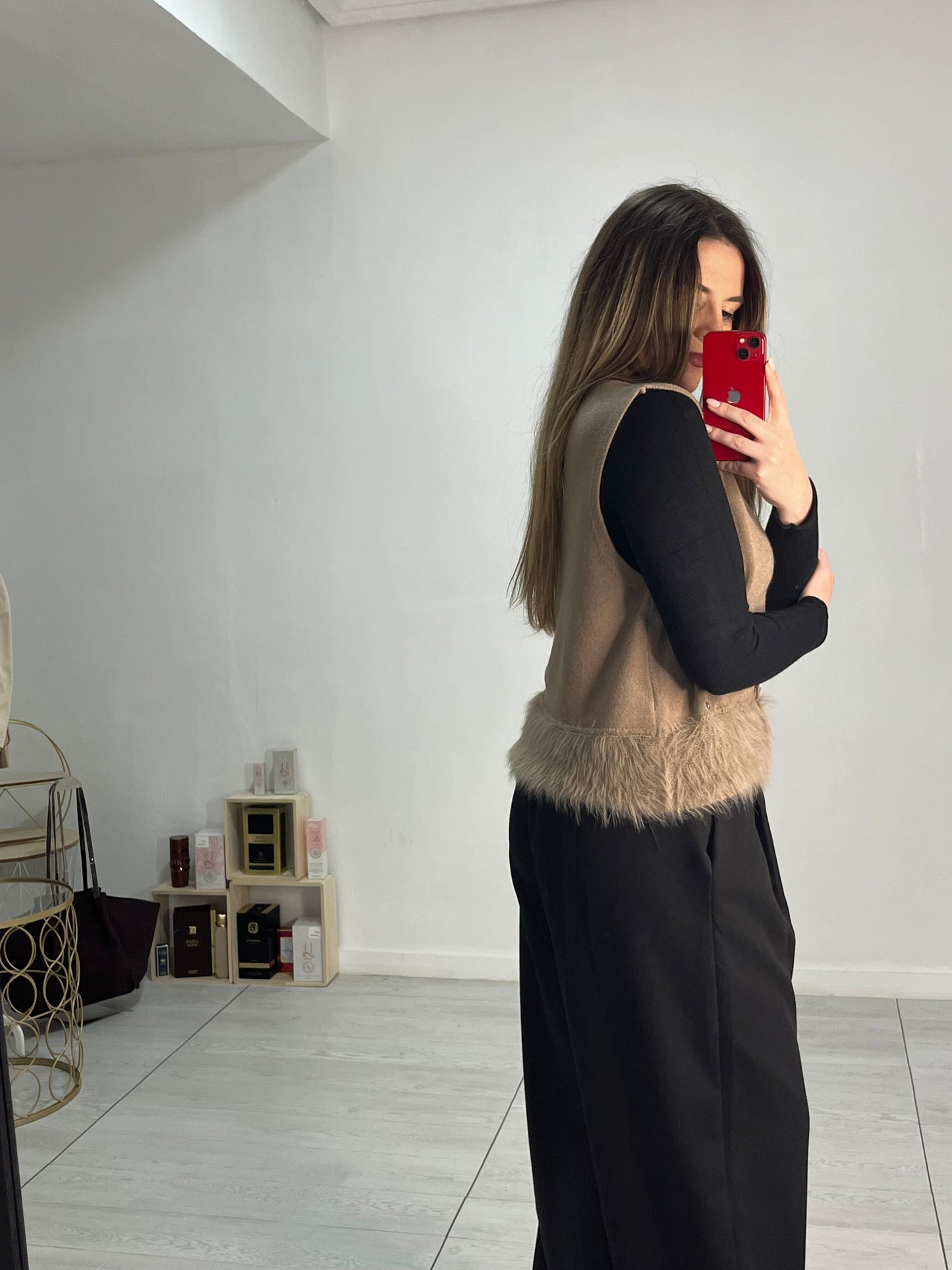 Chaleco pelito camel