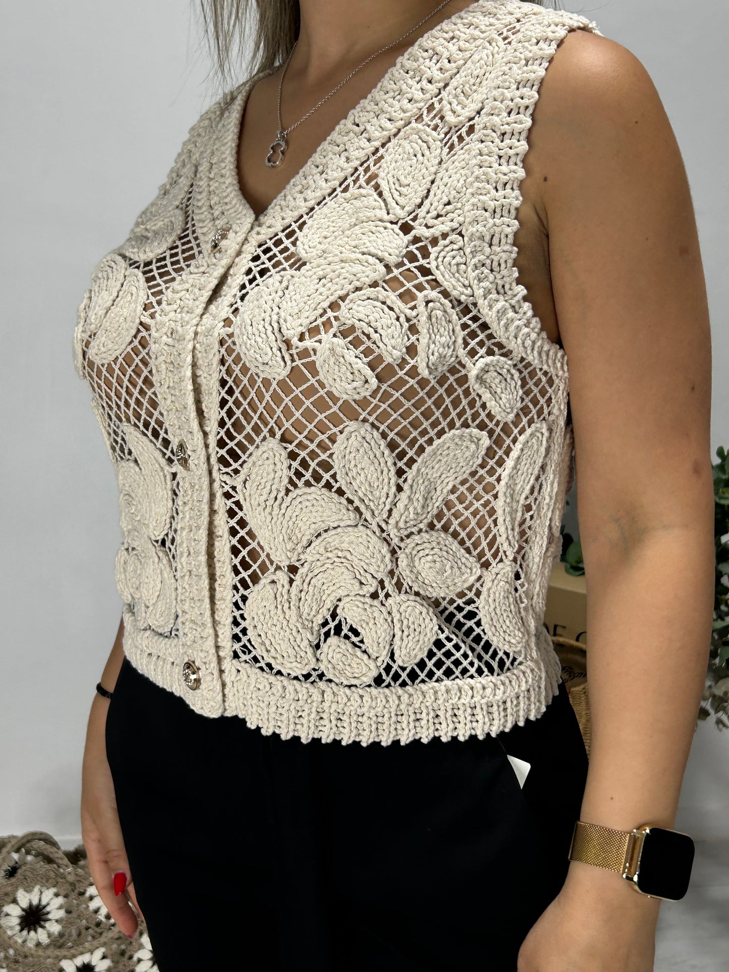 Chaleco Croché Beige