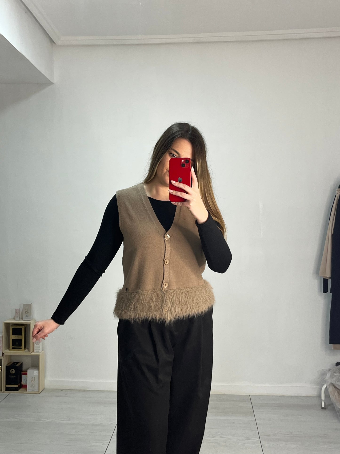 Chaleco pelito camel