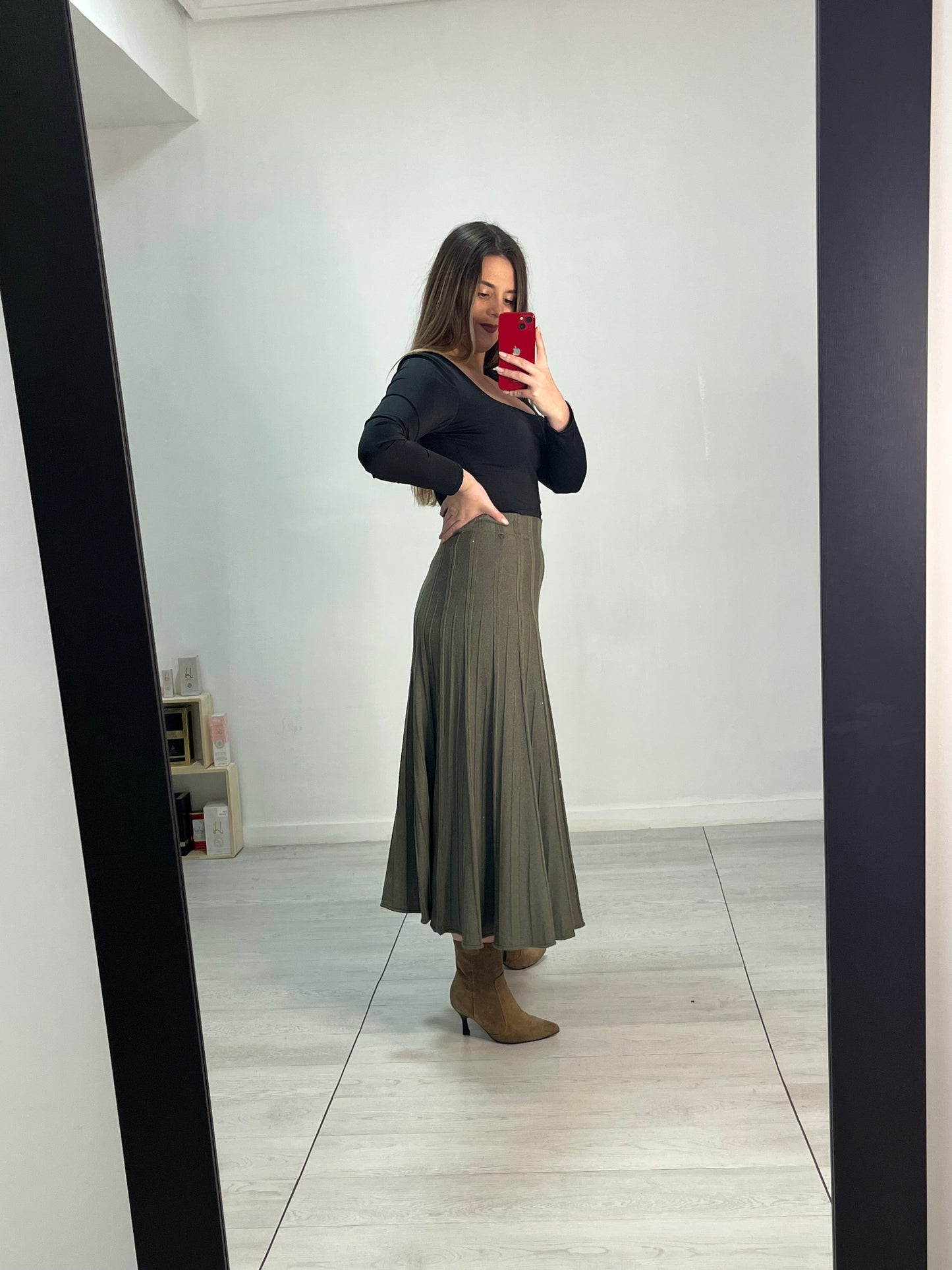 Falda verde con brillo