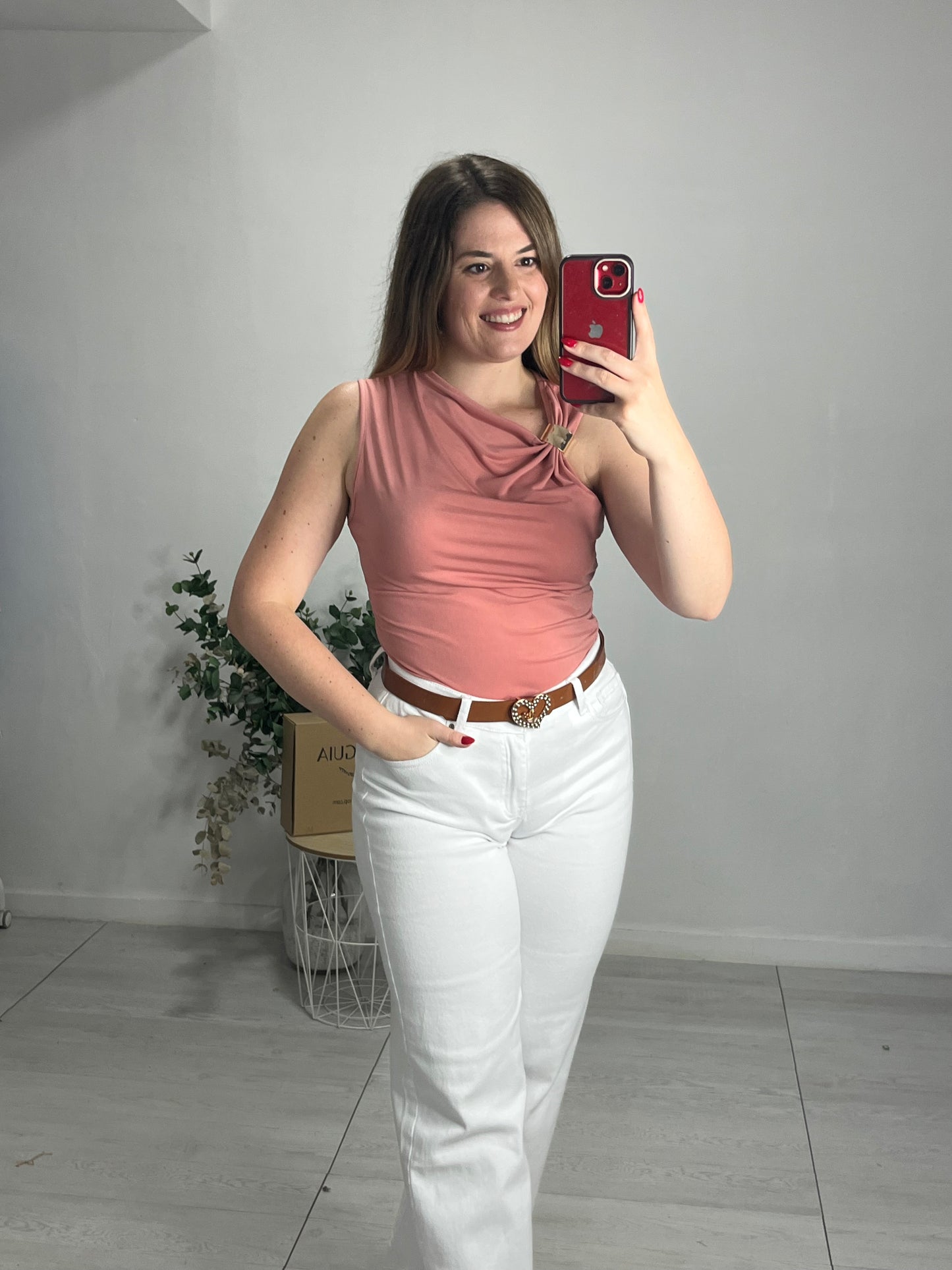 Blusa broche rosa