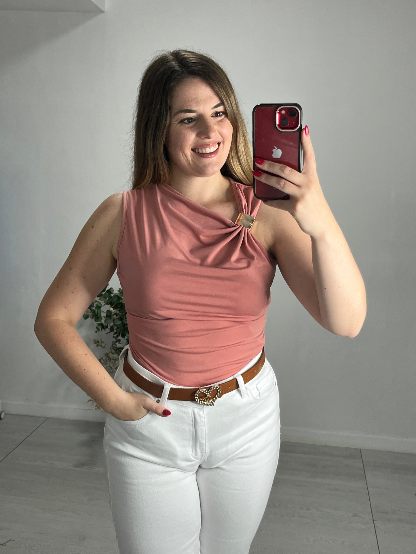 Blusa broche rosa