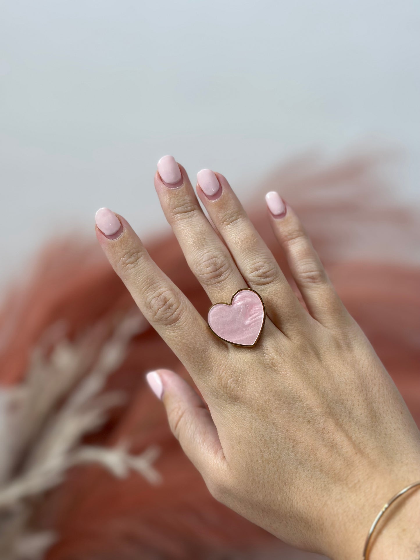 Anillo corazón rosa