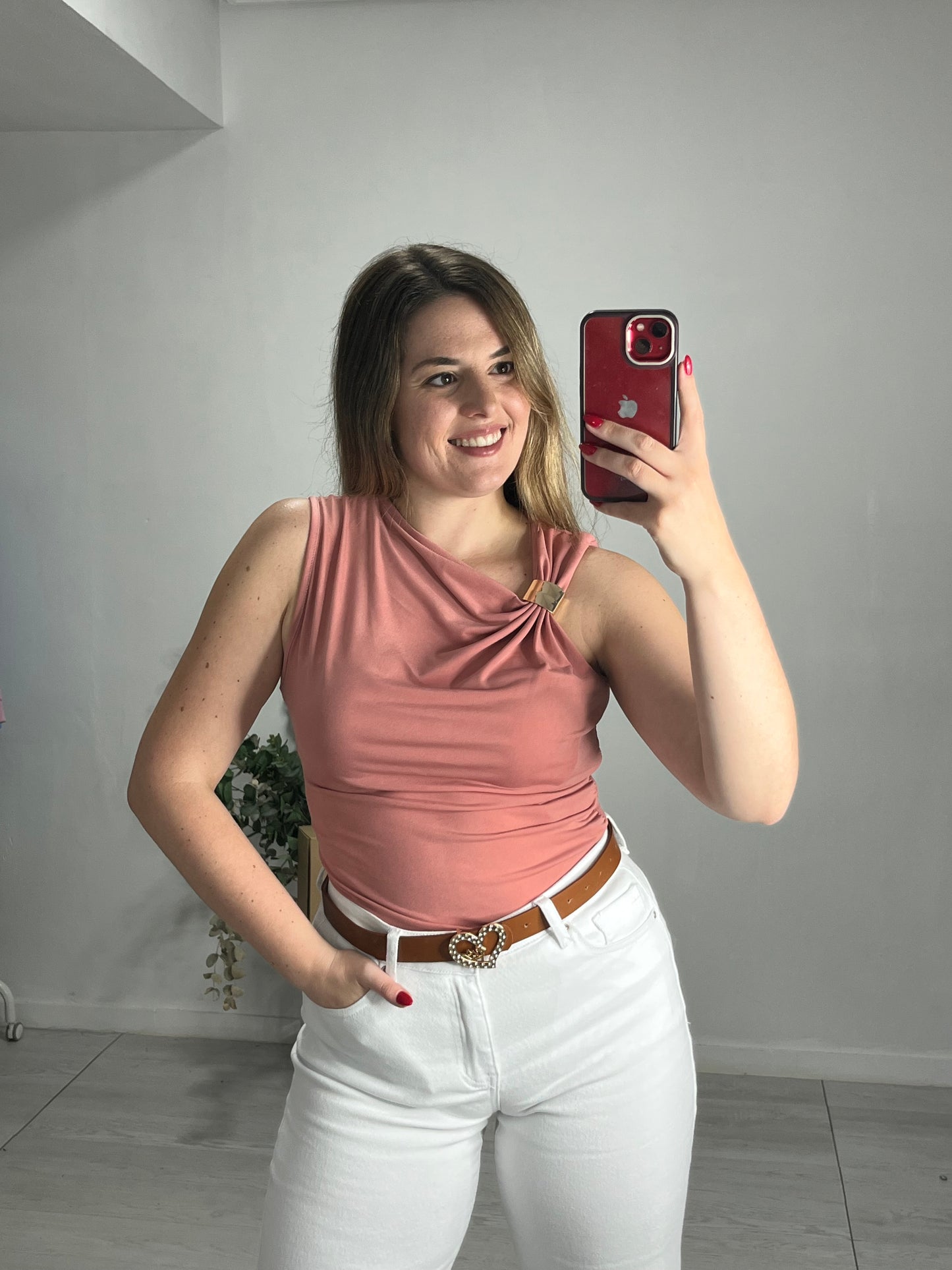 Blusa broche rosa
