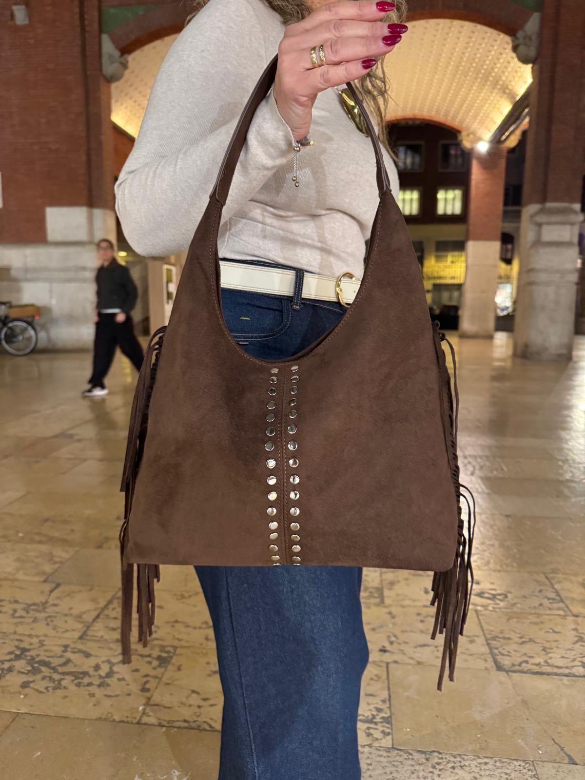 Bolso flecos chocolate