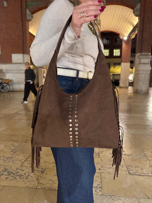 Bolso flecos chocolate